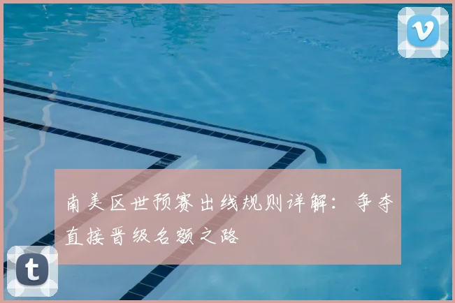 南美区世预赛出线规则详解：争夺直接晋级名额之路